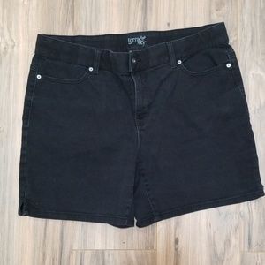 Black denim shorts